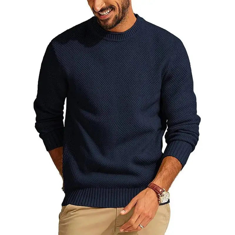 Men's Knitted O Neck Sweater | Casual Lightweight Urban Essential
