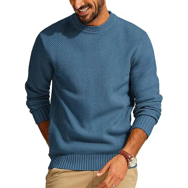 Men's Knitted O Neck Sweater | Casual Lightweight Urban Essential