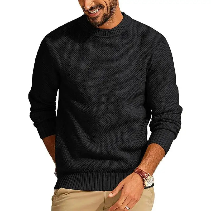 Men's Knitted O Neck Sweater | Casual Lightweight Urban Essential