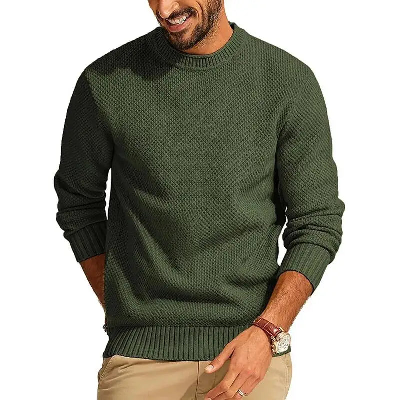 Men's Knitted O Neck Sweater | Casual Lightweight Urban Essential