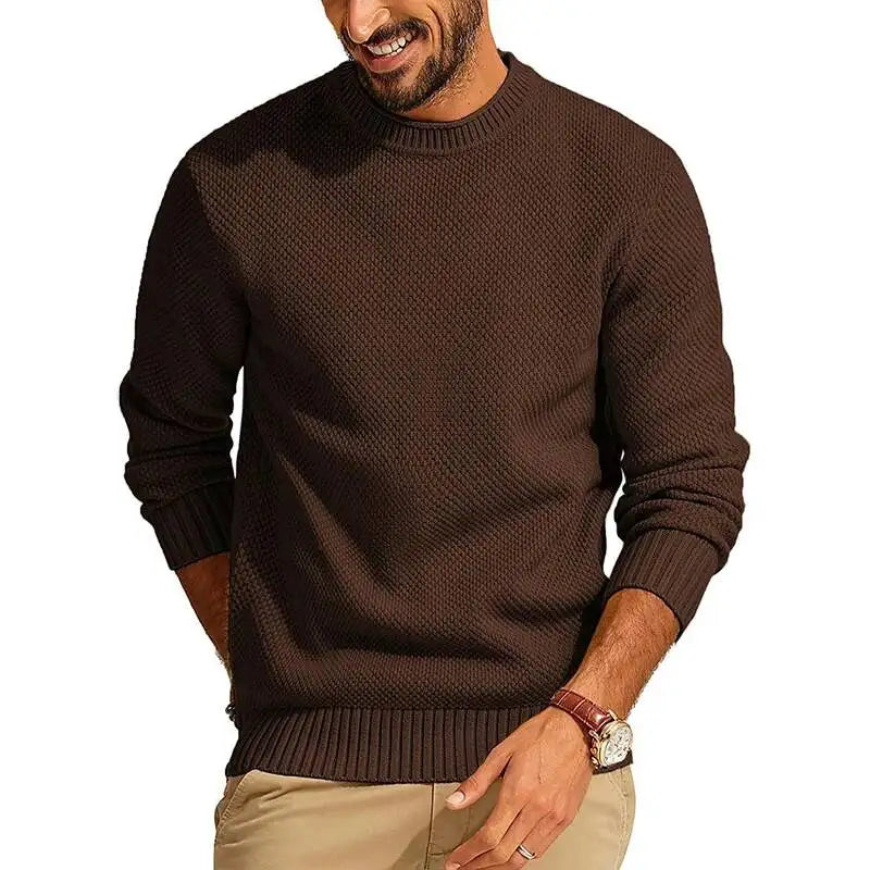 Men's Knitted O Neck Sweater | Casual Lightweight Urban Essential