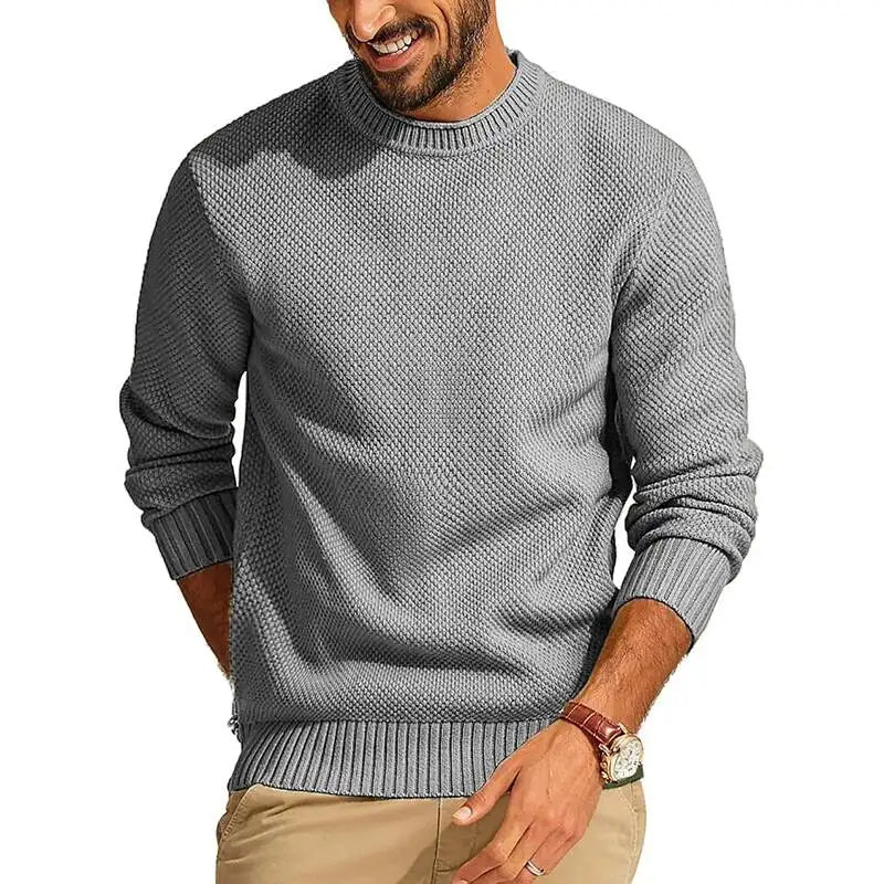 Men's Knitted O Neck Sweater | Casual Lightweight Urban Essential