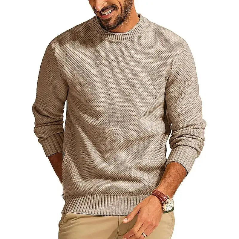 Men's Knitted O Neck Sweater | Casual Lightweight Urban Essential