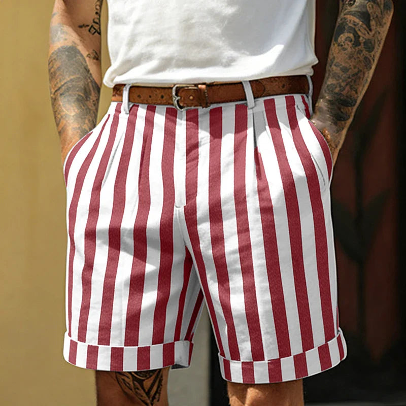 Men's Lightweight Striped Patchwork Shorts | Breathable Summer Casual Fit