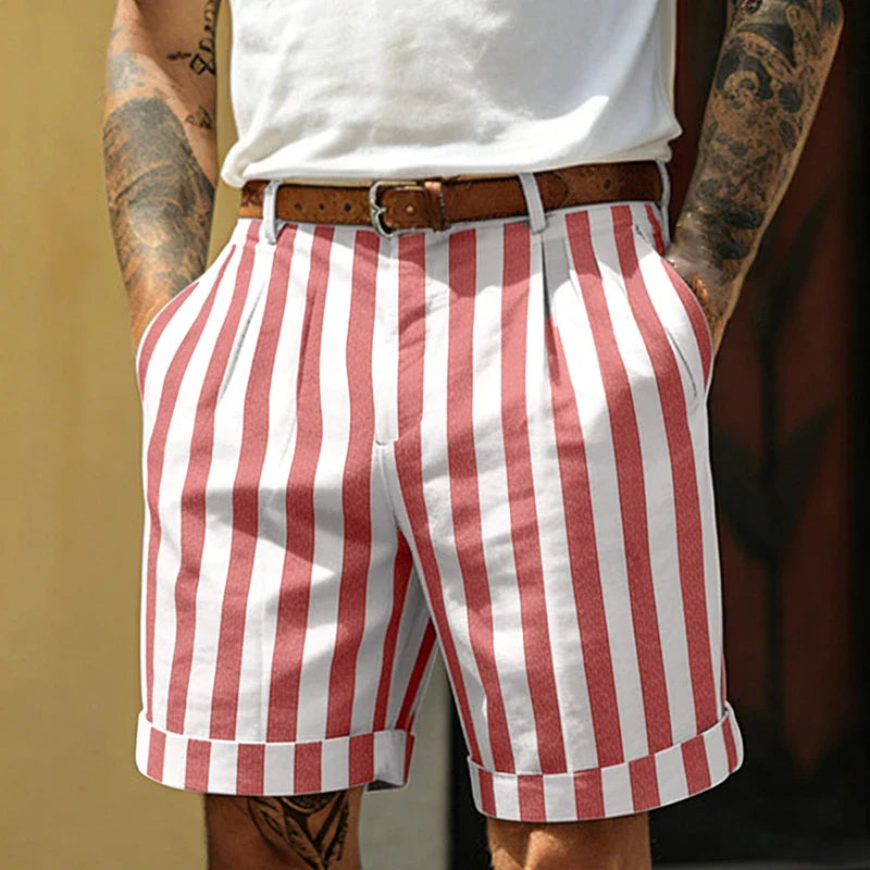 Men's Lightweight Striped Patchwork Shorts | Breathable Summer Casual Fit