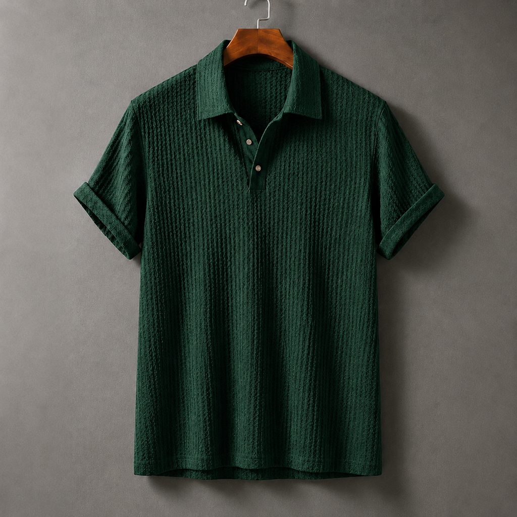 Men's Lightweight Waffle-Knit Polo Shirt | Classic Everyday Comfort Fit