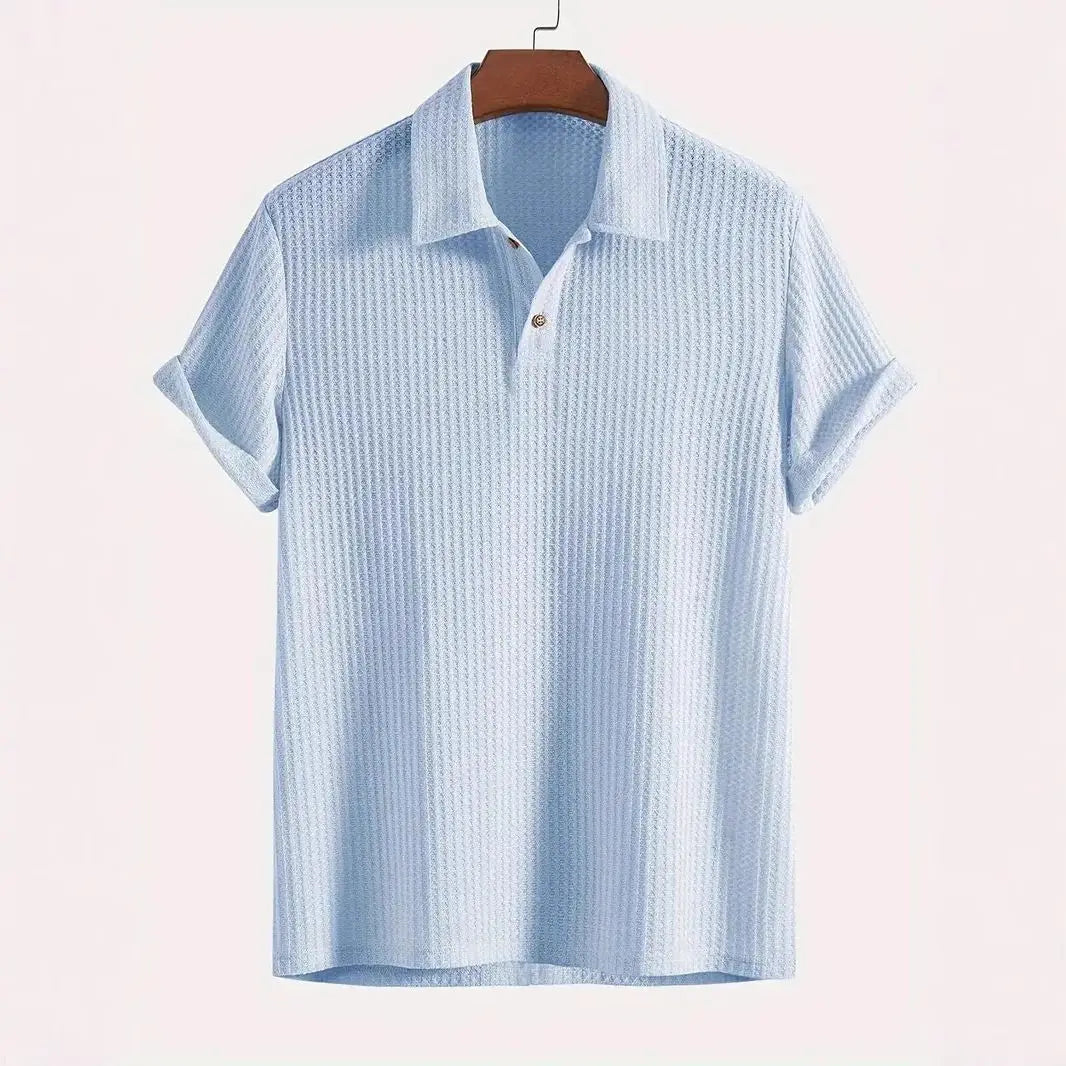 Men's Lightweight Waffle-Knit Polo Shirt | Classic Everyday Comfort Fit