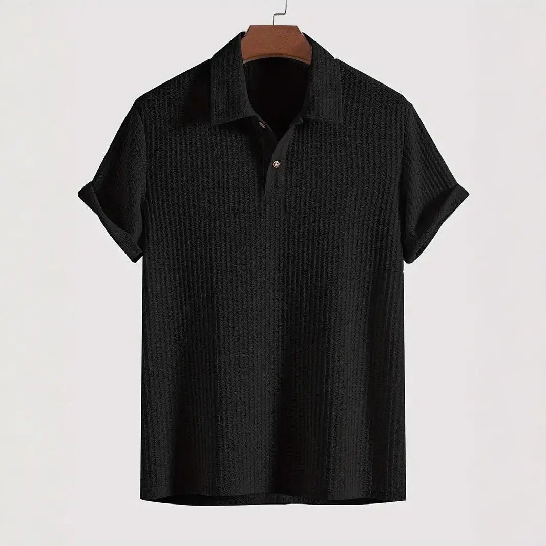 Men's Lightweight Waffle-Knit Polo Shirt | Classic Everyday Comfort Fit