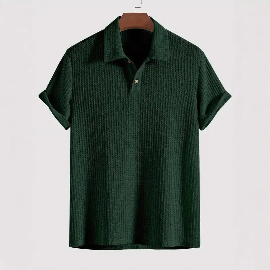 Men's Lightweight Waffle-Knit Polo Shirt | Classic Everyday Comfort Fit