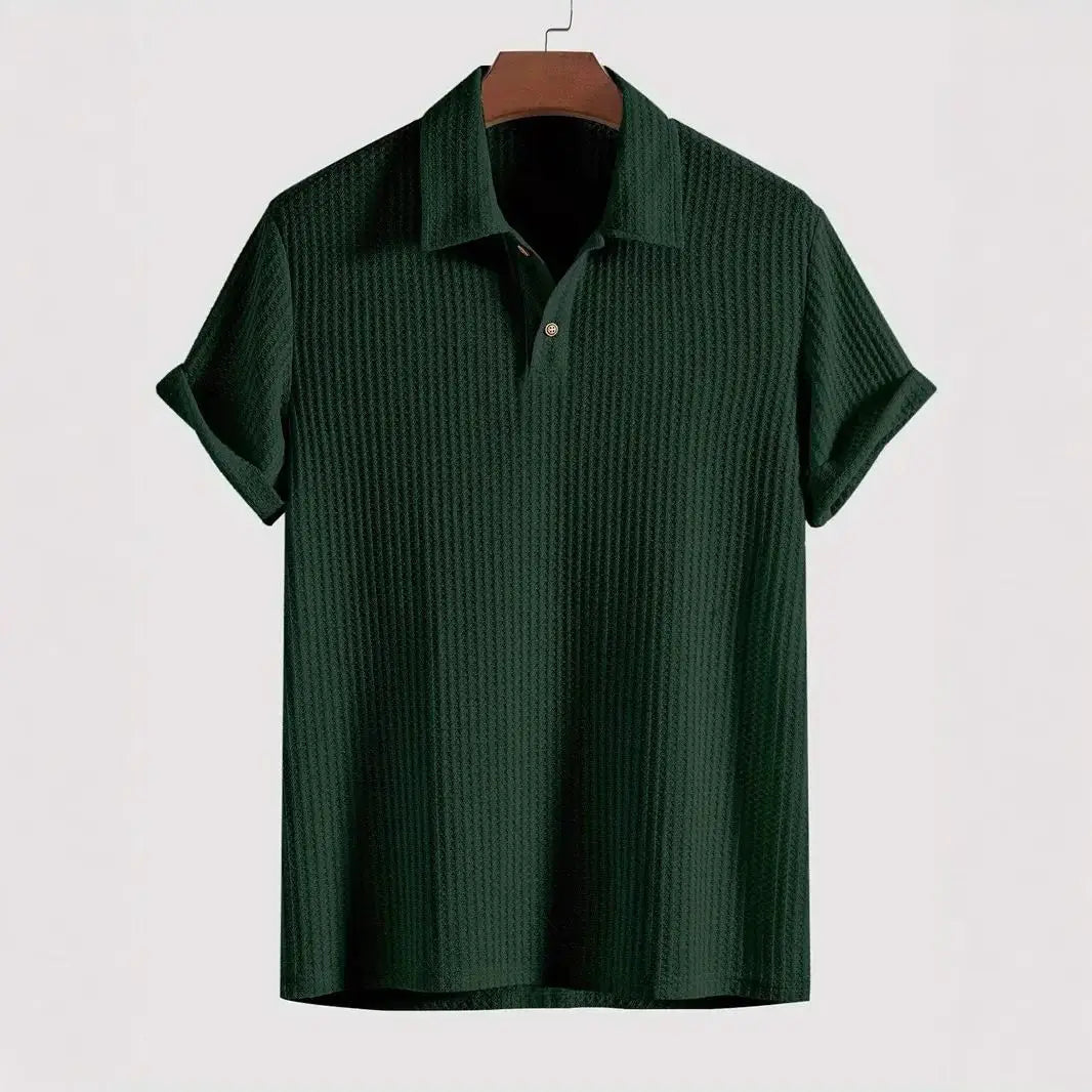 Men's Lightweight Waffle-Knit Polo Shirt | Classic Everyday Comfort Fit