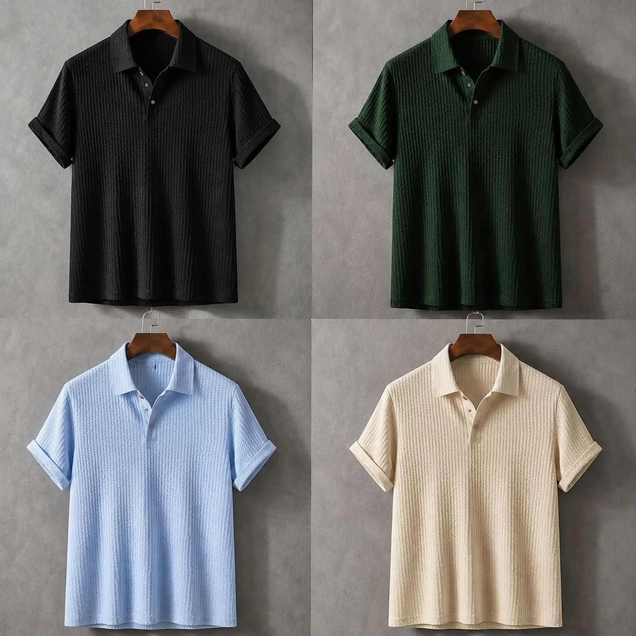 Men's Lightweight Waffle-Knit Polo Shirt | Classic Everyday Comfort Fit