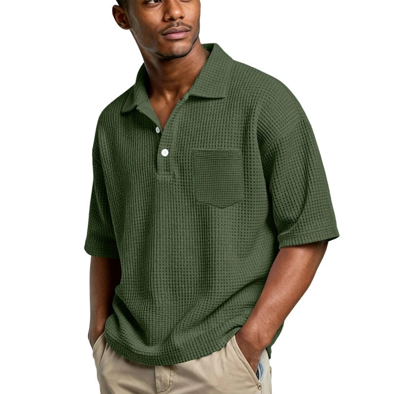 Men's Lightweight Waffle Shirt | Breathable Slim Fit Essential