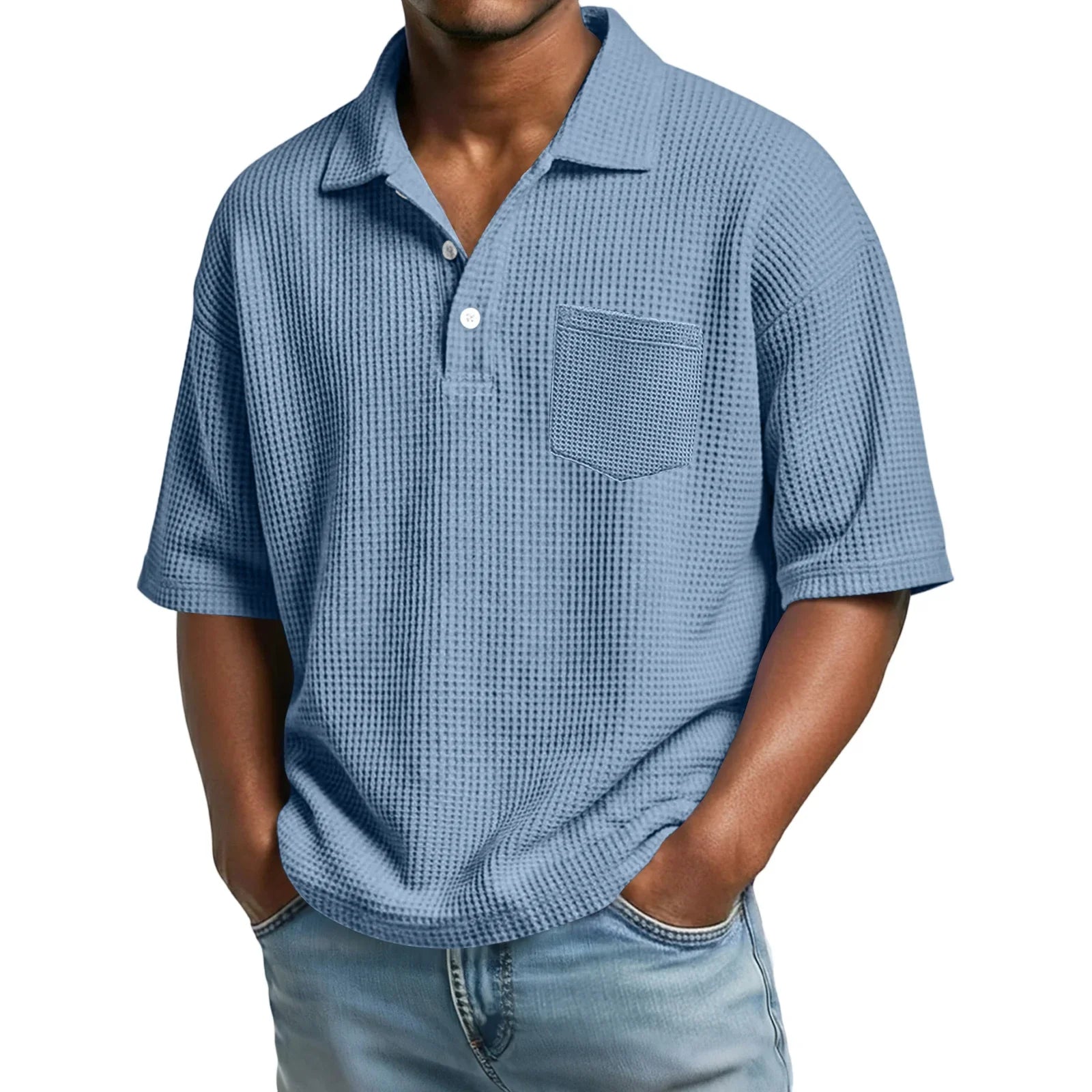 Men's Lightweight Waffle Shirt | Breathable Slim Fit Essential