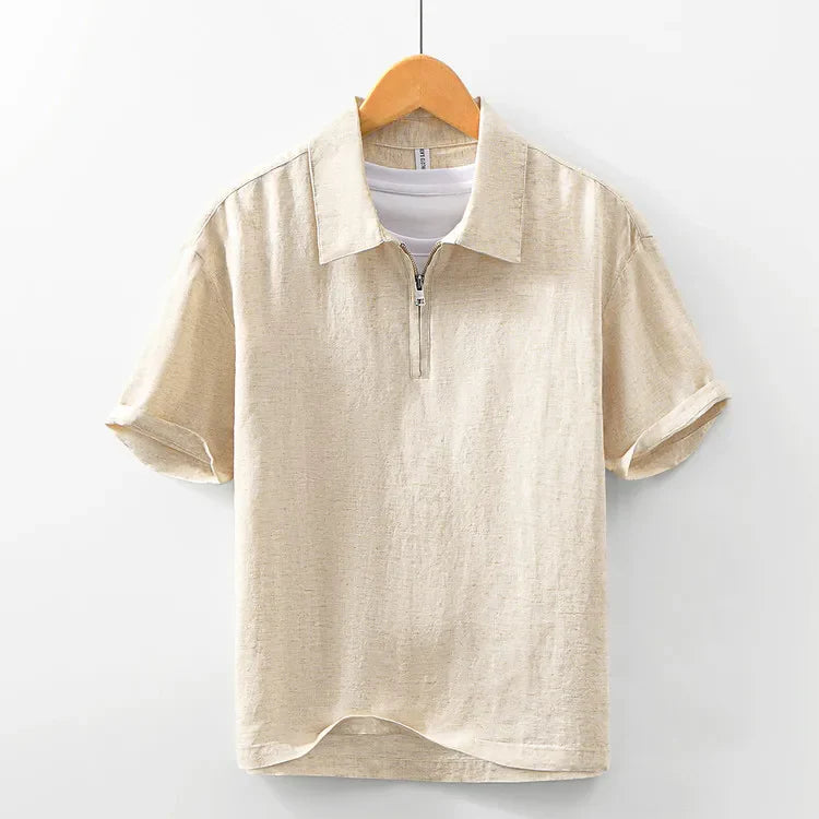 Men's Linen Blend Short Sleeve Polo Shirt | Breathable Casual Summer Essential