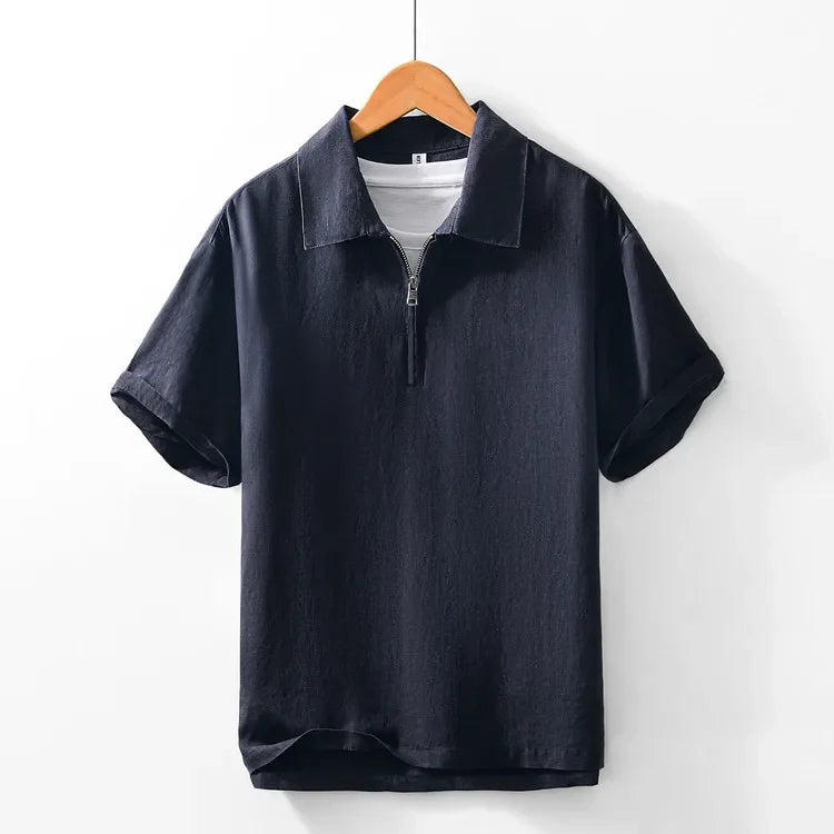 Men's Linen Blend Short Sleeve Polo Shirt | Breathable Casual Summer Essential