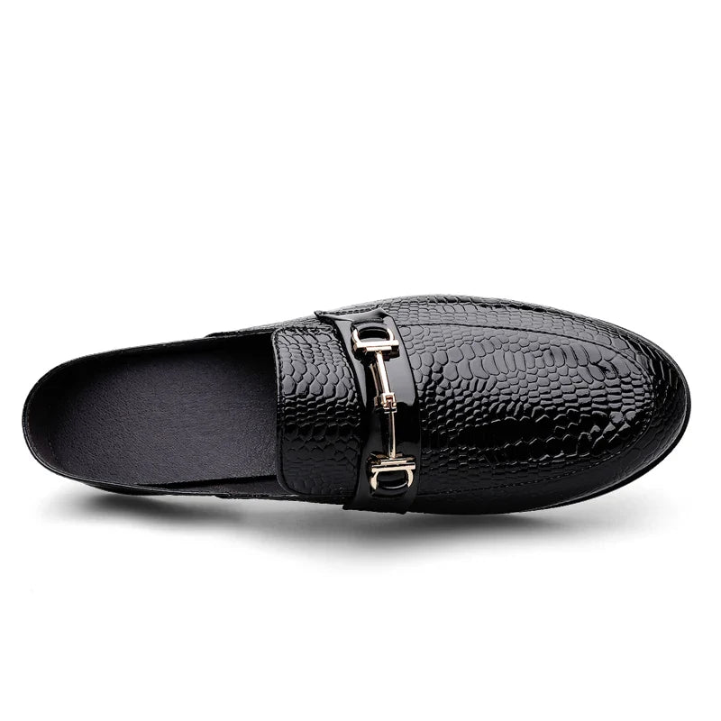 Men's Patent Leather Mules | Stylish Casual Summer Sandals | Breathable Open Back Design