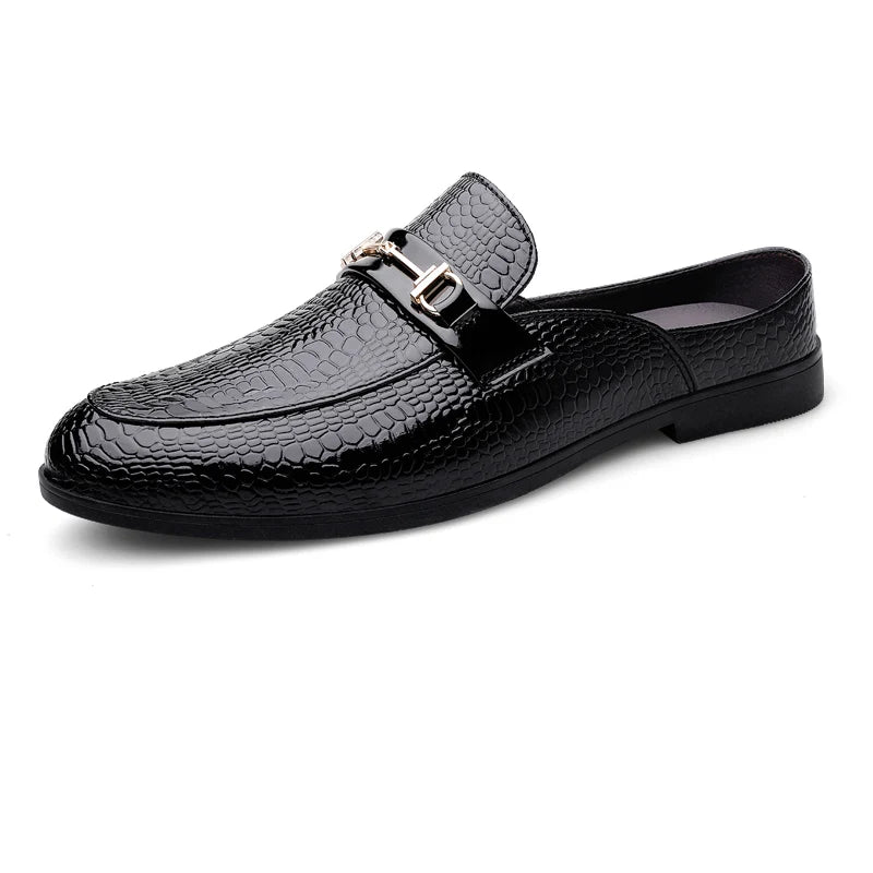 Men's Patent Leather Mules | Stylish Casual Summer Sandals | Breathable Open Back Design