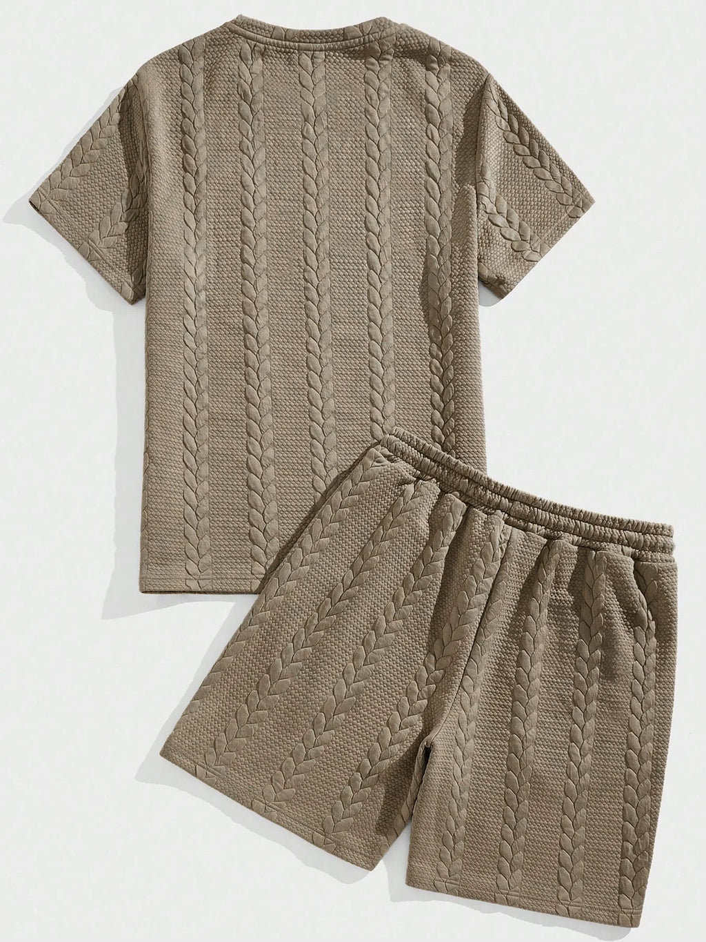 Men's Polyester Cable Knit 2-Piece Set | Stylish Casual Comfort Ensemble