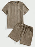 Men's Polyester Cable Knit 2-Piece Set | Stylish Casual Comfort Ensemble