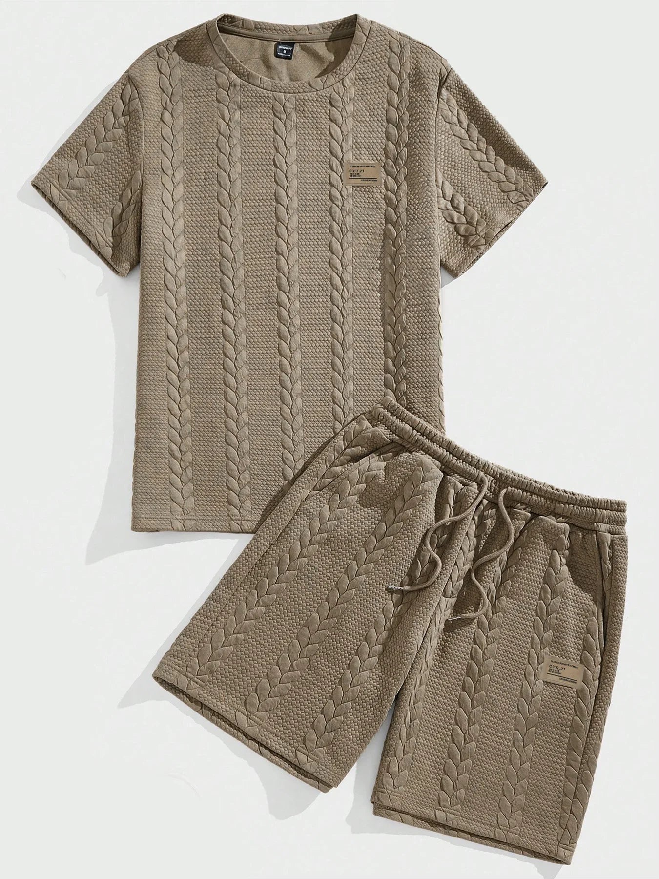 Men's Polyester Cable Knit 2-Piece Set | Stylish Casual Comfort Ensemble