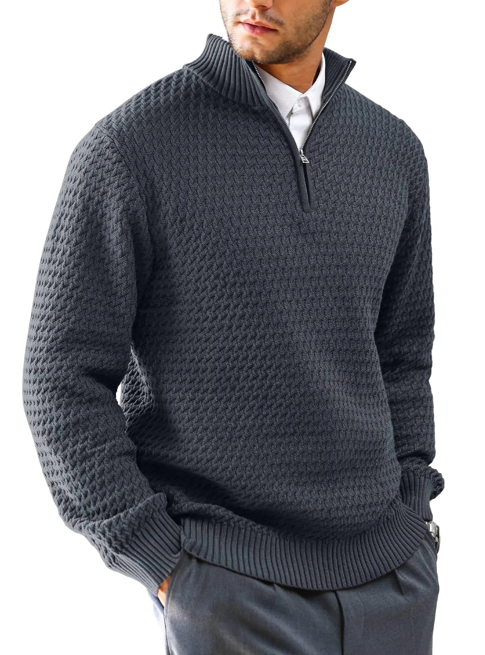 Men's Polyester Half-Zip Sweater | Classic Stylish Comfort Fit