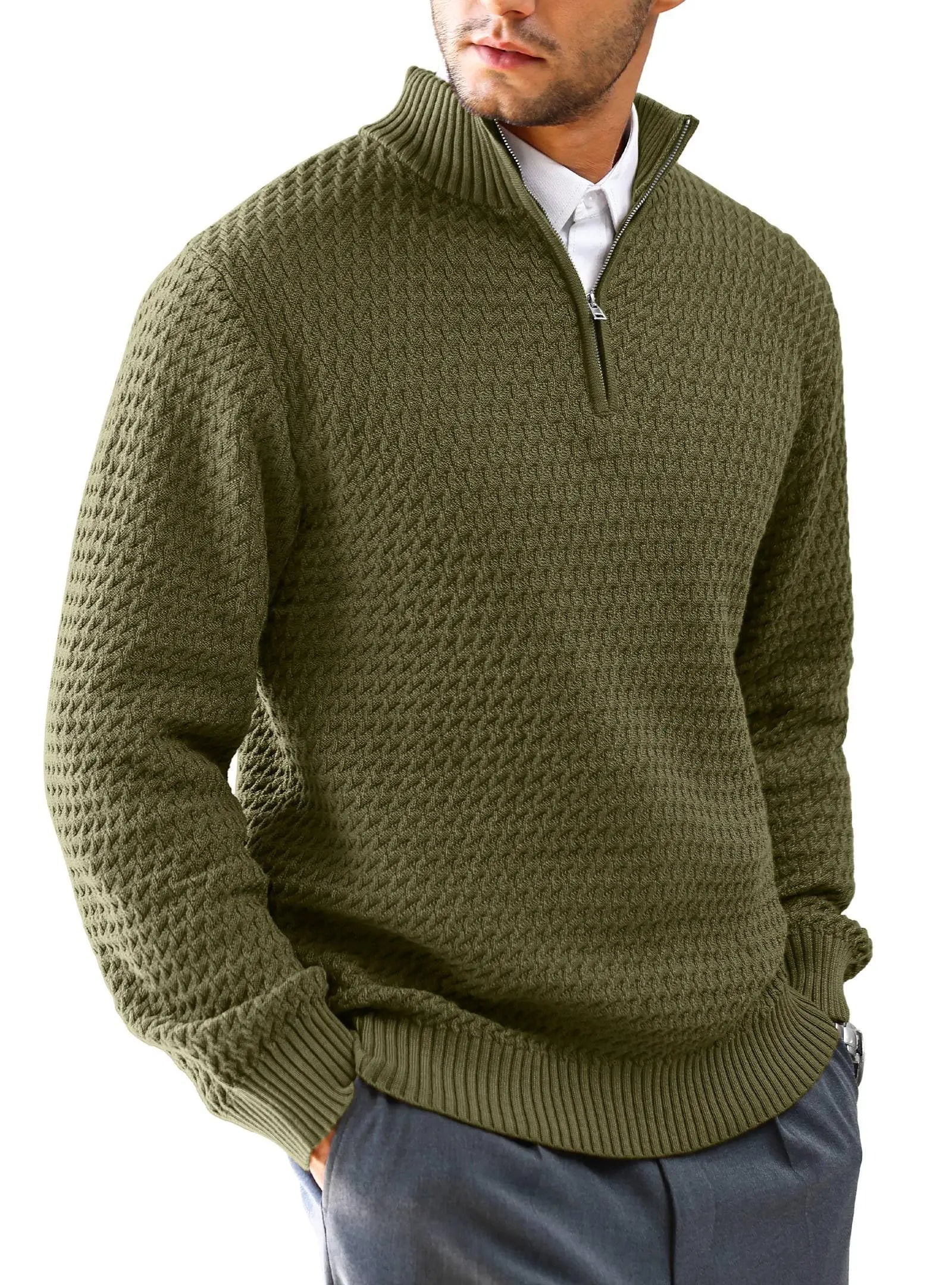 Men's Polyester Half-Zip Sweater | Classic Stylish Comfort Fit