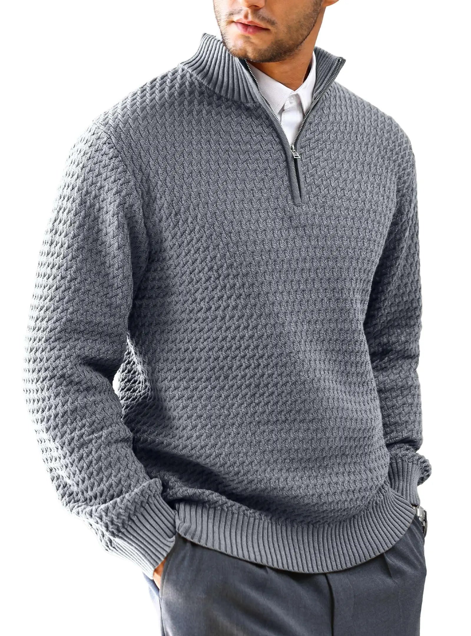 Men's Polyester Half-Zip Sweater | Classic Stylish Comfort Fit