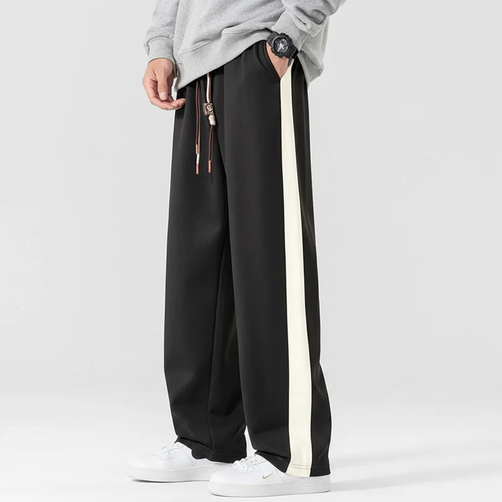 Men's Polyester Wide Leg Trousers | Relaxed Oversized Streetwear Fit