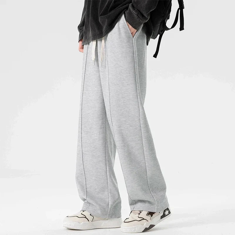 Men's Polyester Wide Leg Trousers | Relaxed Oversized Streetwear Fit