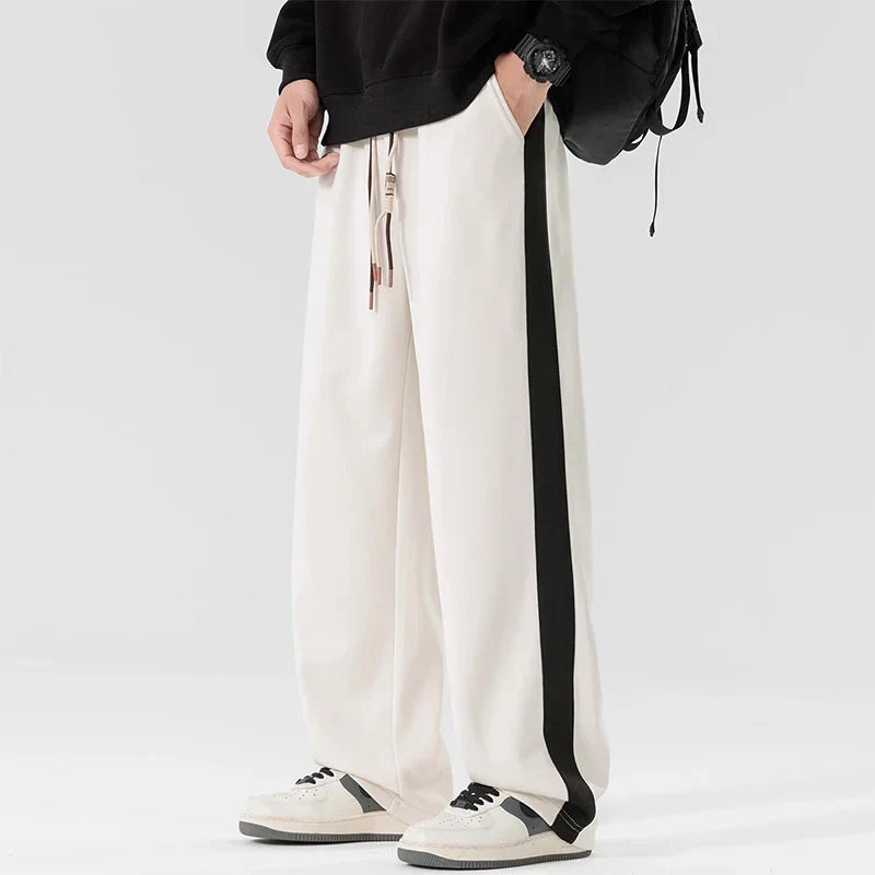 Men's Polyester Wide Leg Trousers | Relaxed Oversized Streetwear Fit