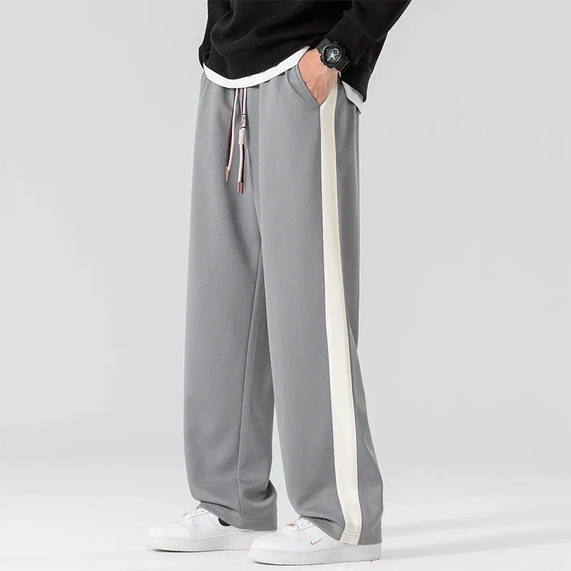 Men's Polyester Wide Leg Trousers | Relaxed Oversized Streetwear Fit