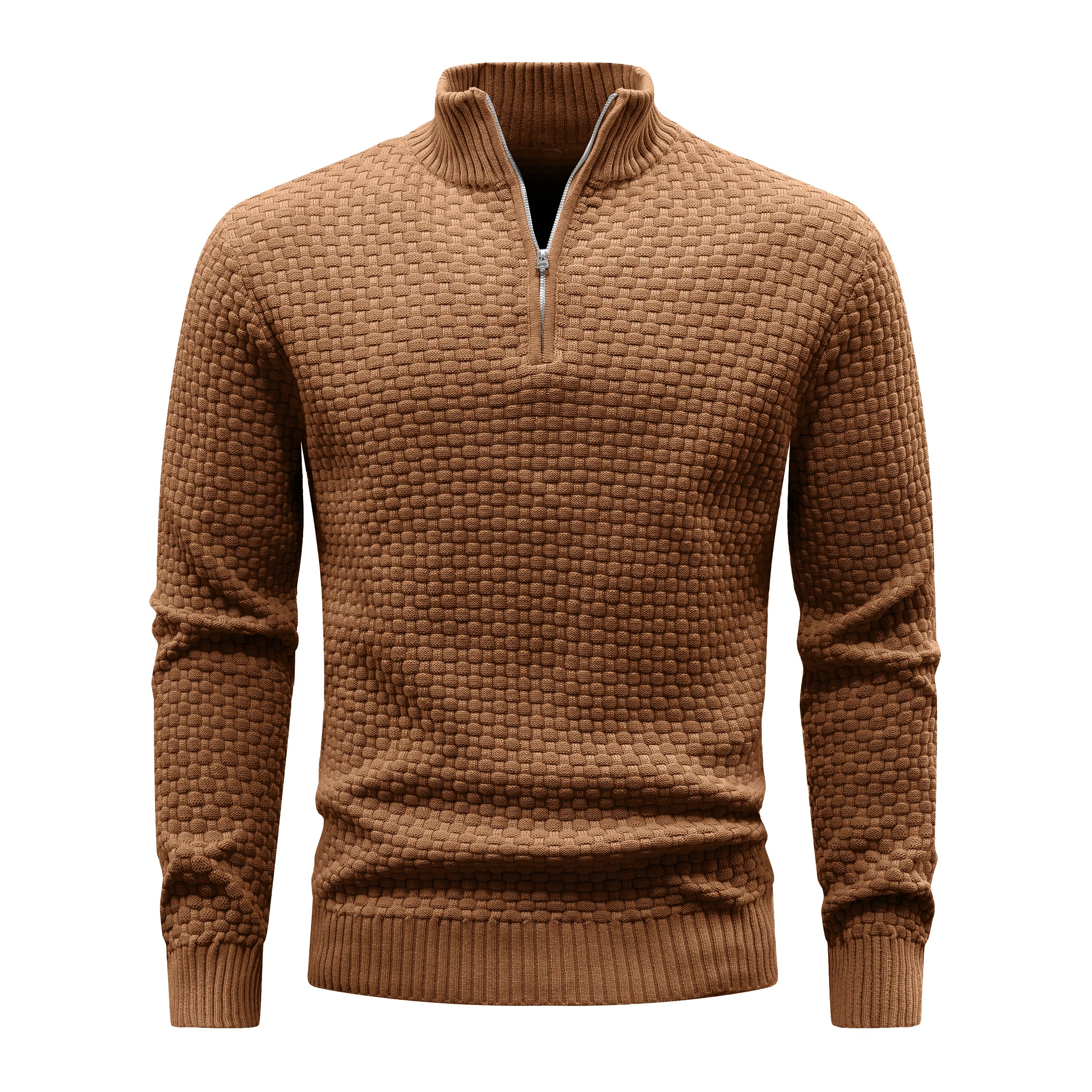Men's Ribbed Knit Quarter-Zip Sweater | Soft Touch Comfort for Casual Wear