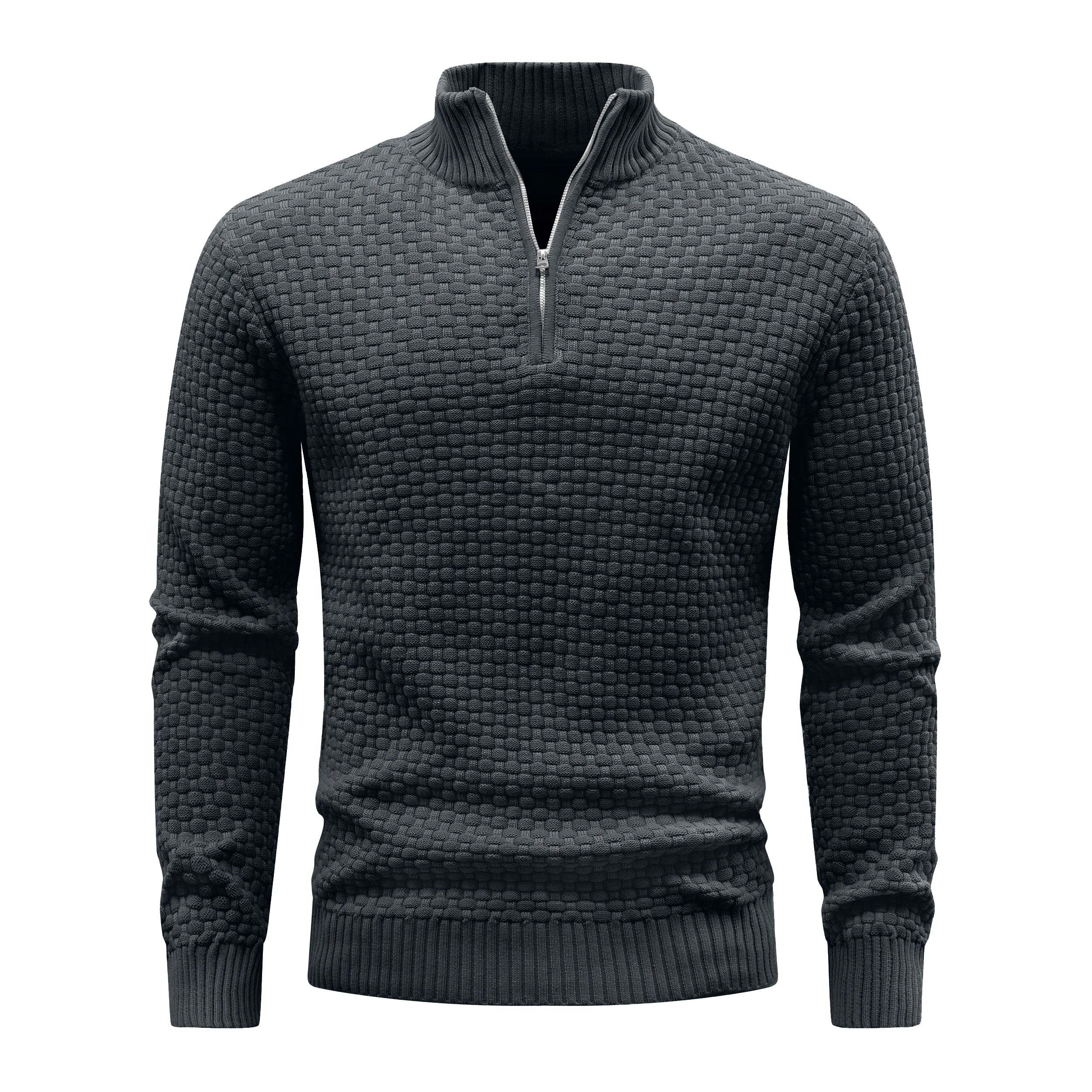 Men's Ribbed Knit Quarter-Zip Sweater | Soft Touch Comfort for Casual Wear