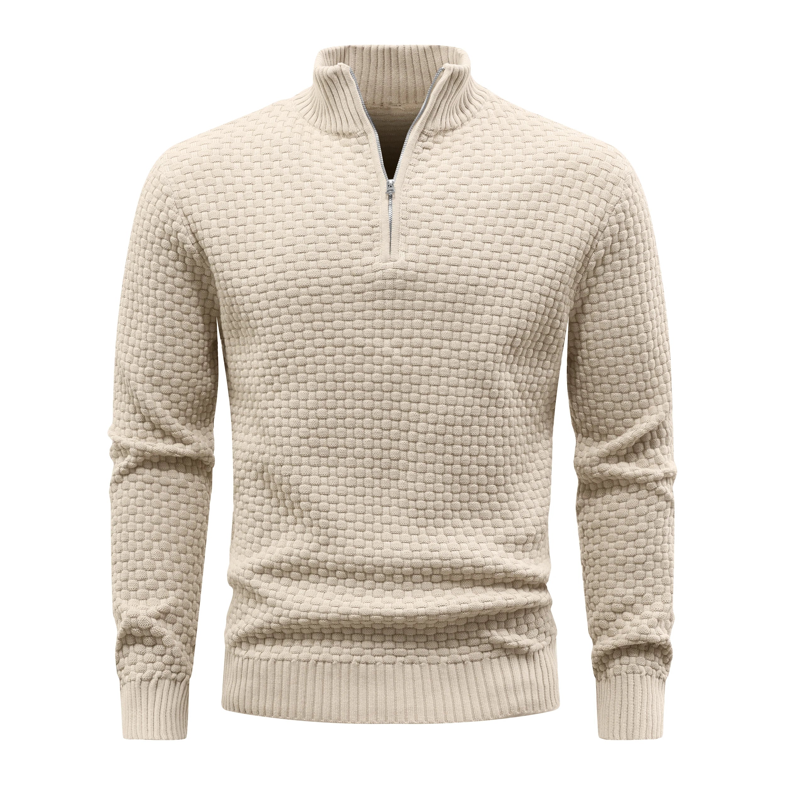 Men's Ribbed Knit Quarter-Zip Sweater | Soft Touch Comfort for Casual Wear