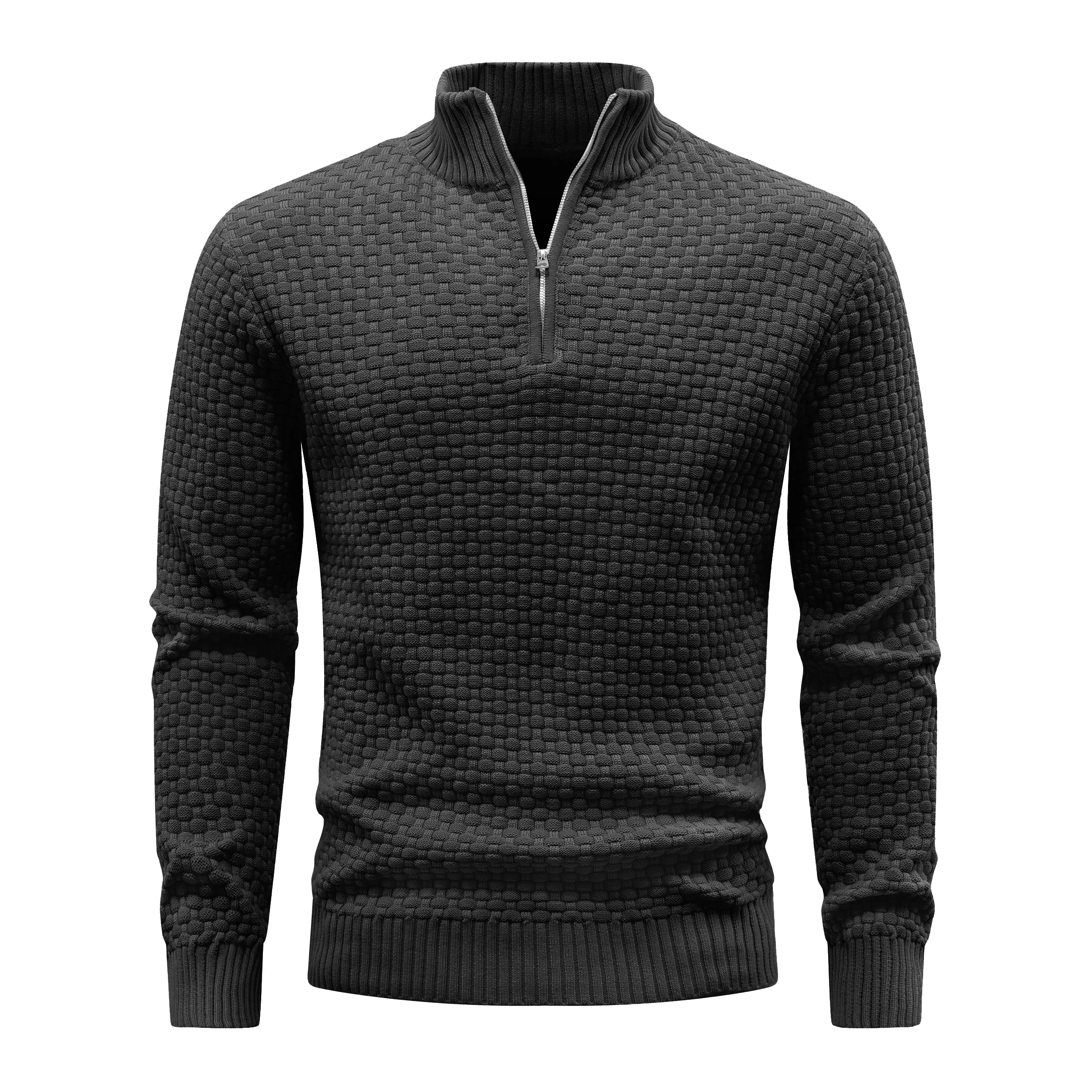 Men's Ribbed Knit Quarter-Zip Sweater | Soft Touch Comfort for Casual Wear