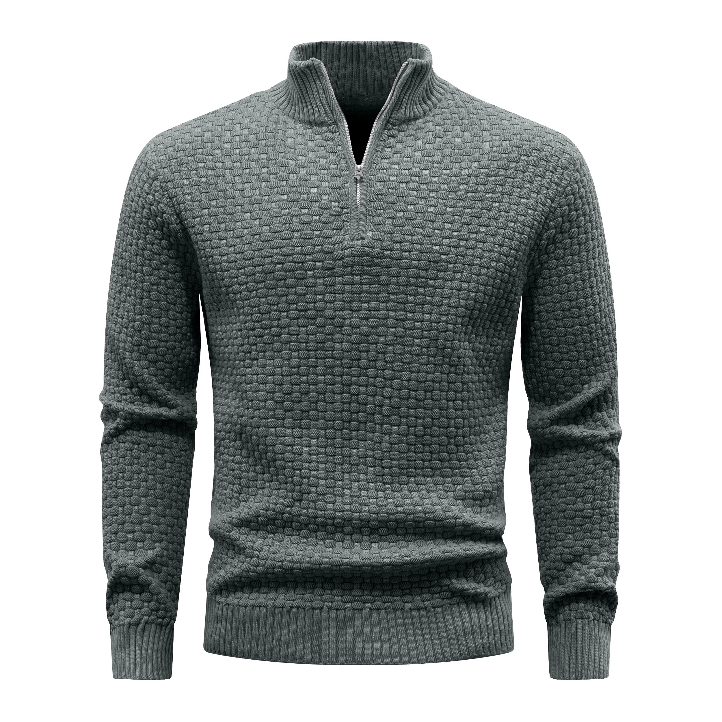 Men's Ribbed Knit Quarter-Zip Sweater | Soft Touch Comfort for Casual Wear