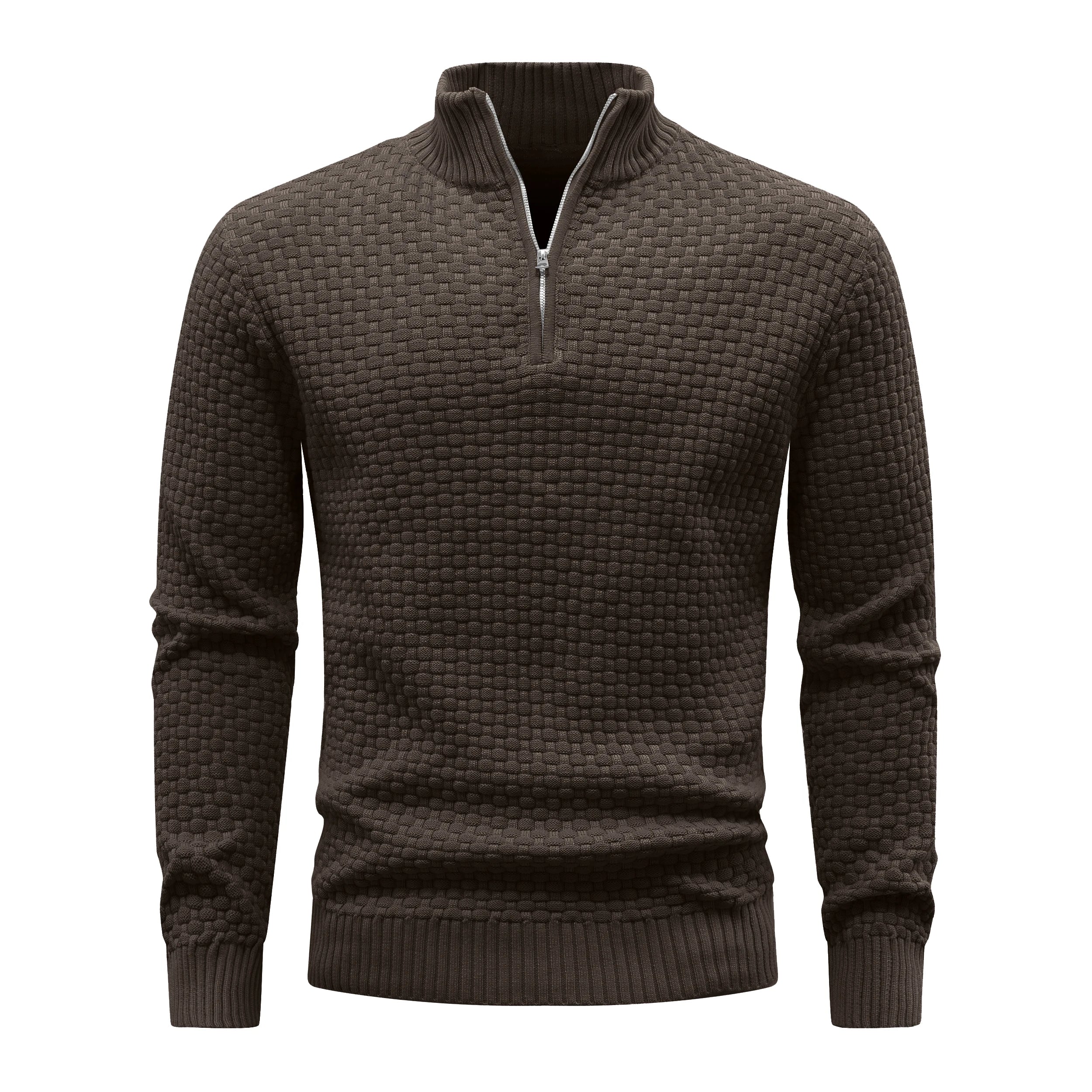 Men's Ribbed Knit Quarter-Zip Sweater | Soft Touch Comfort for Casual Wear