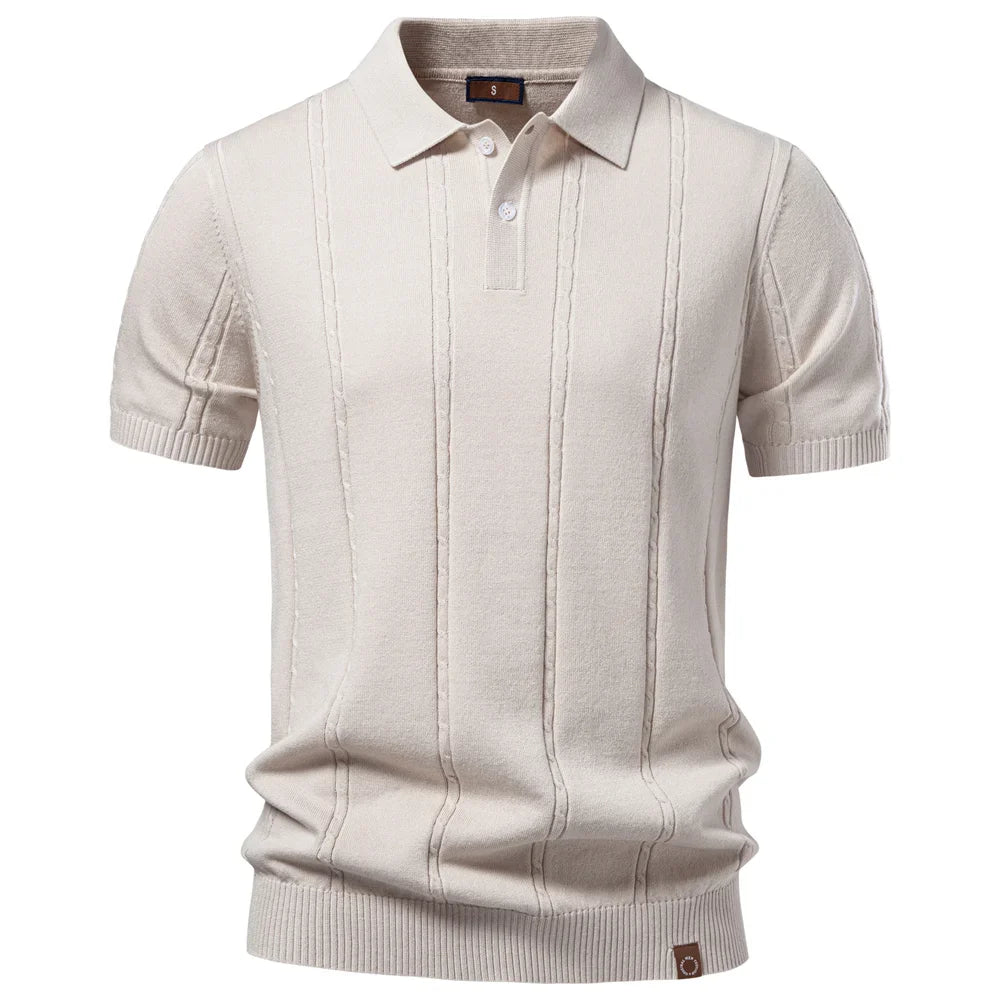 Men's Silk Stripe Polo Shirt | Breathable Casual Summer Top