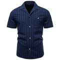 Men's Soft Cotton Stripe Short Sleeve Shirt | Casual Summer Top with Button Pocket