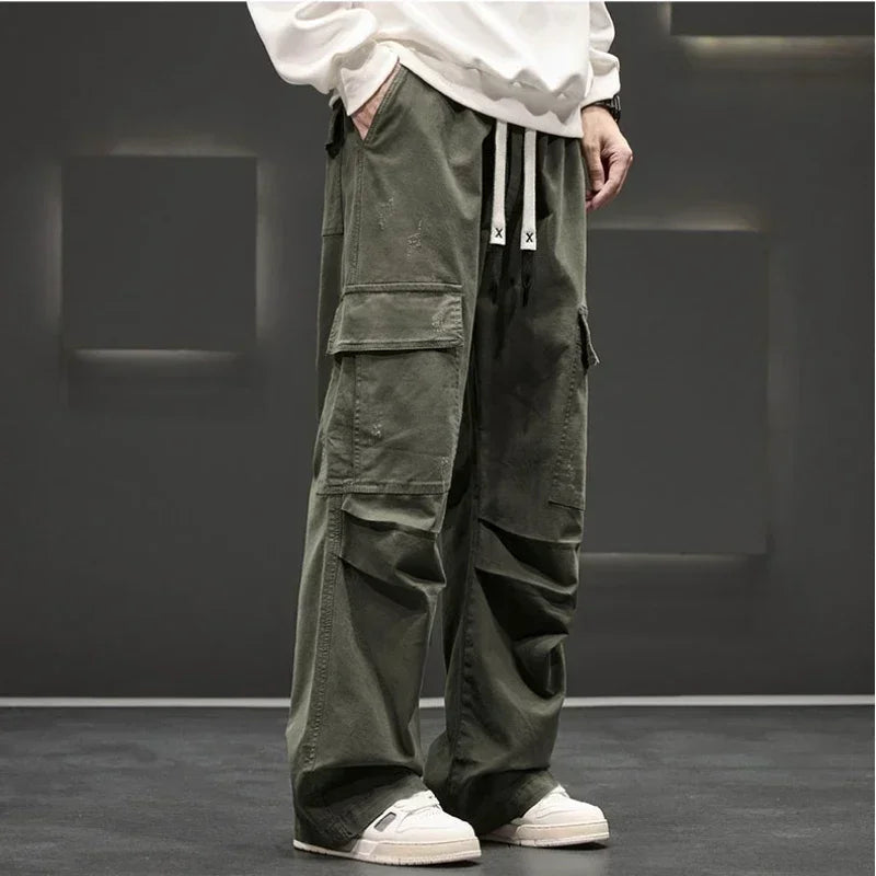 Men's Soft Fabric Wide-Leg Cargo Pants | Effortless Relaxed Street Style