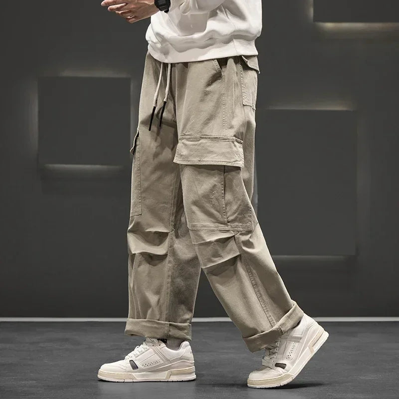 Men's Soft Fabric Wide-Leg Cargo Pants | Effortless Relaxed Street Style