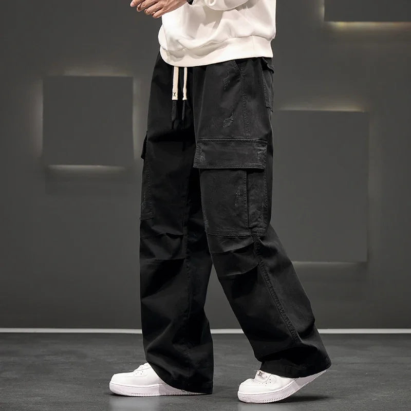 Men's Soft Fabric Wide-Leg Cargo Pants | Effortless Relaxed Street Style