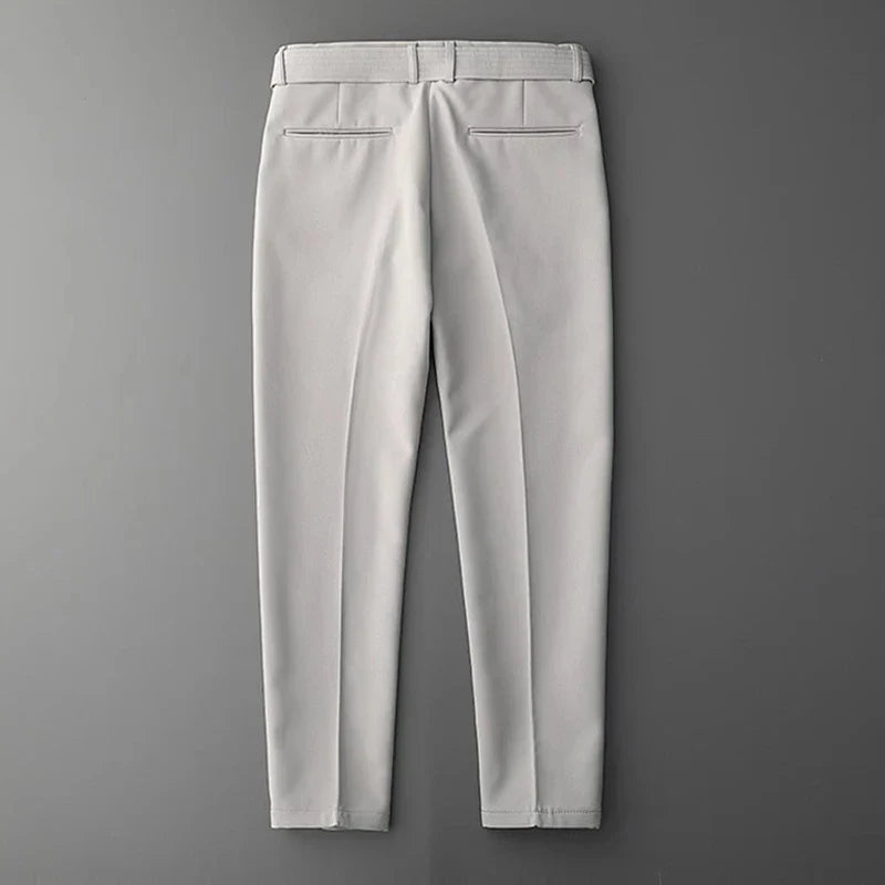 Men's Solid Color Suit Pants | Elegant Draped Fit for Timeless Style