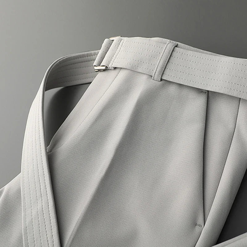 Men's Solid Color Suit Pants | Elegant Draped Fit for Timeless Style