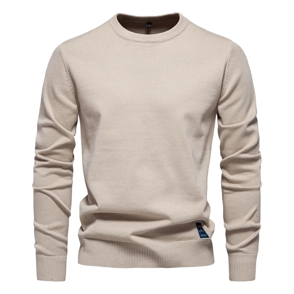 Men's Solid Color O-Neck Pullover Sweater | Tailored Warm Casual Essential
