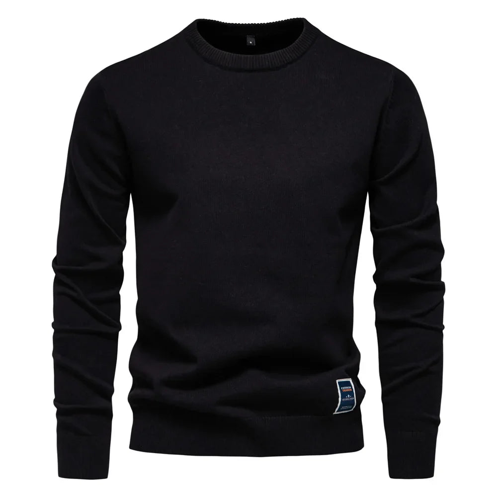 Men's Solid Color O-Neck Pullover Sweater | Tailored Warm Casual Essential