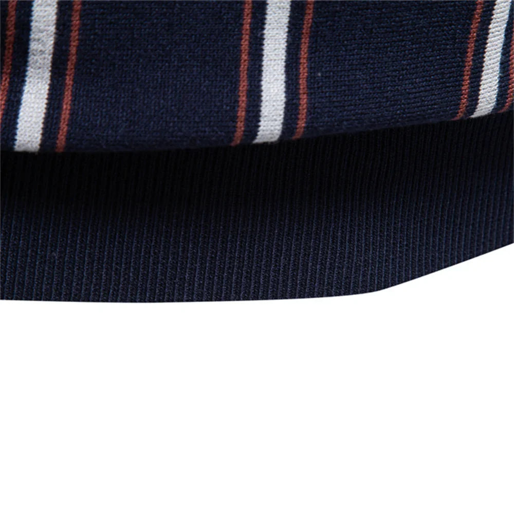 Men's Stripe Cotton Polo Shirt | Stylish Casual Short Sleeve Top