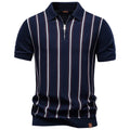 Men's Stripe Cotton Polo Shirt | Stylish Casual Short Sleeve Top