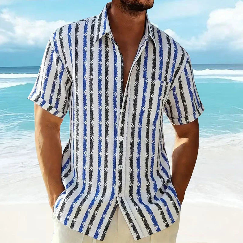 Men's Striped Knit T-Shirt | Vintage Textured Summer Essential