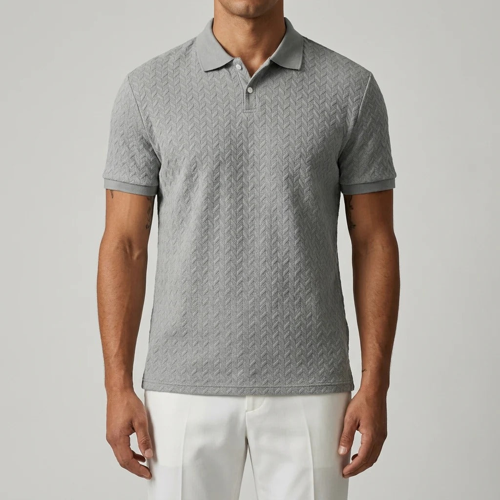 Men's Textured Cable-Knit Polo Shirt | Refined Classic Layering Essential
